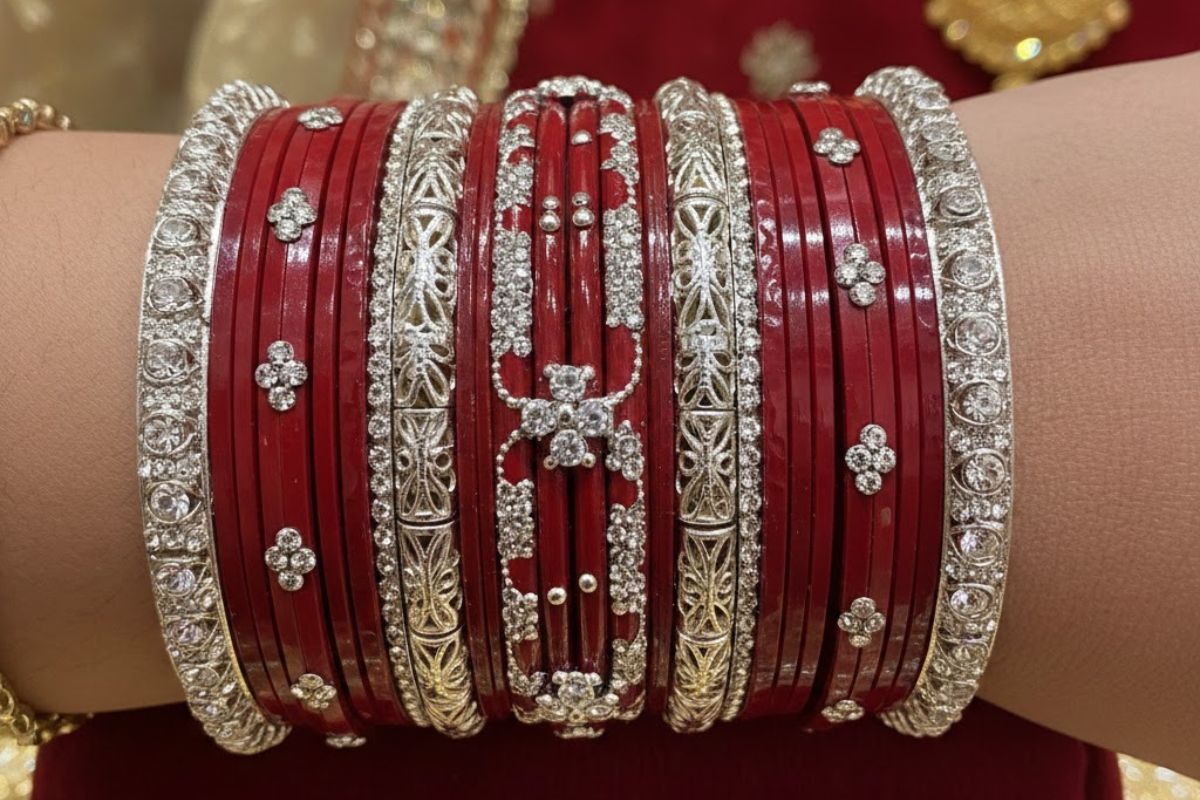 Red And Silver Chura Design