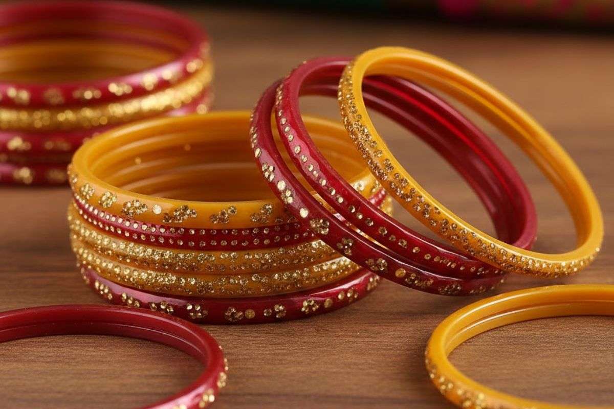 Red And Yellow Combination Bangles Design