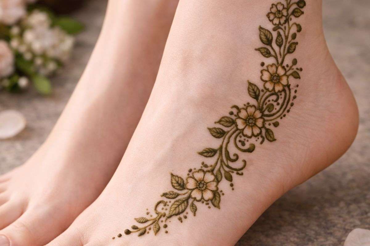 Side Foot Pattern Mehndi Design
