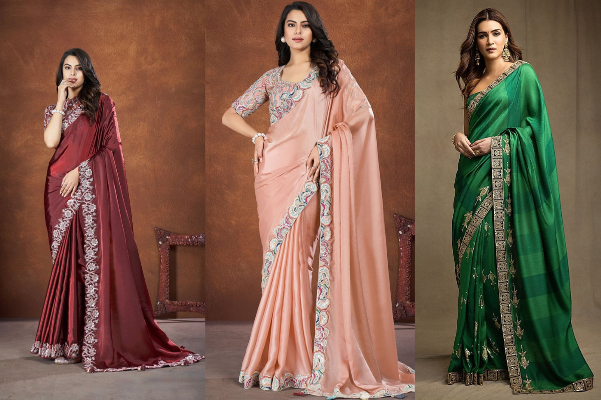 Simple Saree with Border For Saraswati Puja