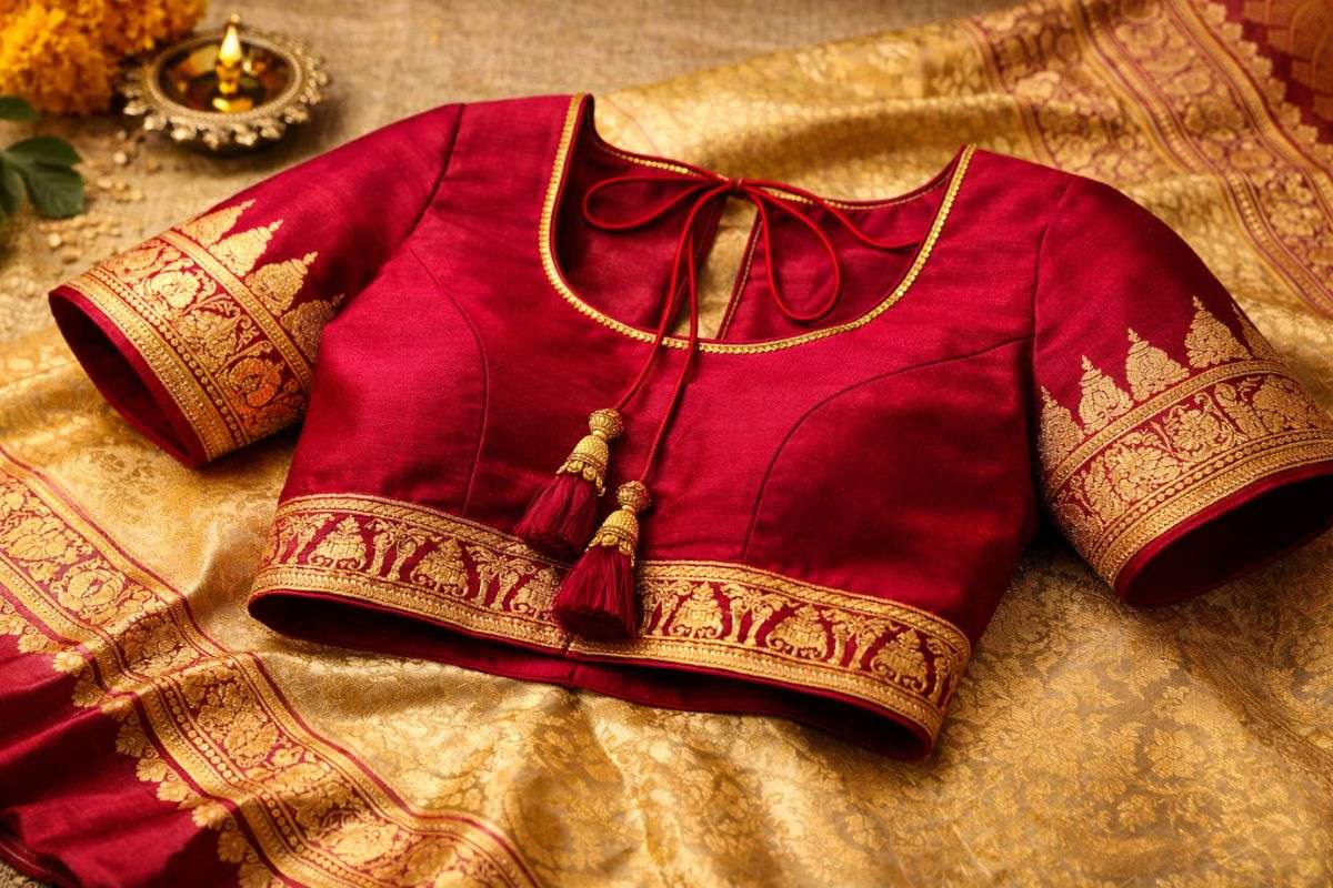 Simple Blouse Design For Makar Sankranti: त्योहार की शान बढ़ाएं इन खास मकर संक्रांति डिजाइनर ब्लाउज के साथ, जो देखेगा करेगा तारीफ 4 Sleeve Temple Border Blouse