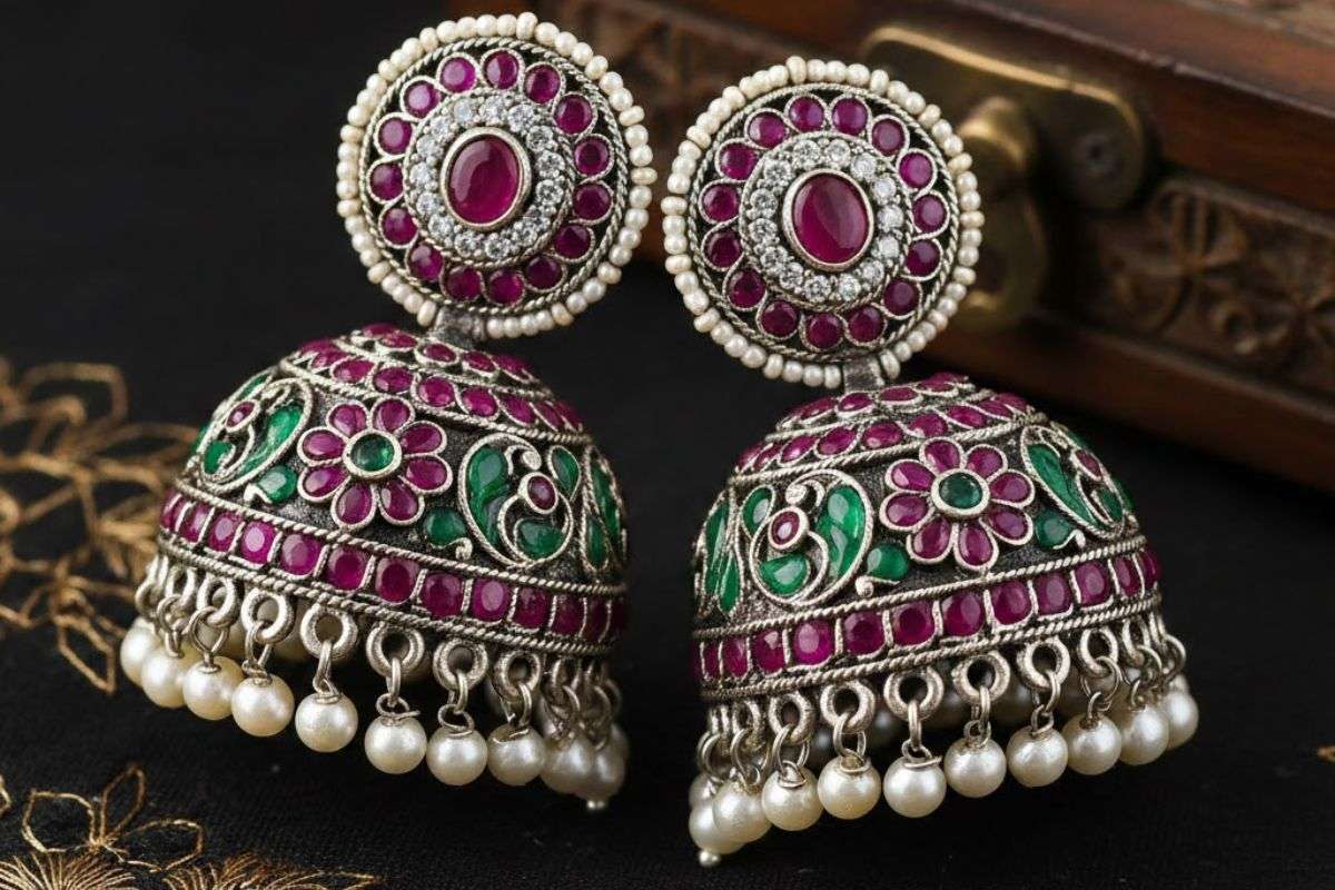 Stone Work Jhumka Design
