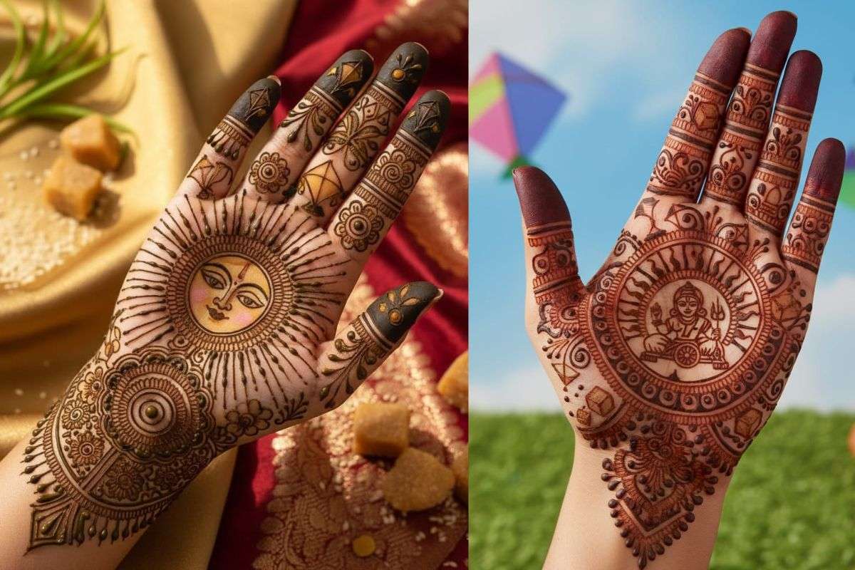 Sun God Theme Mehndi Design