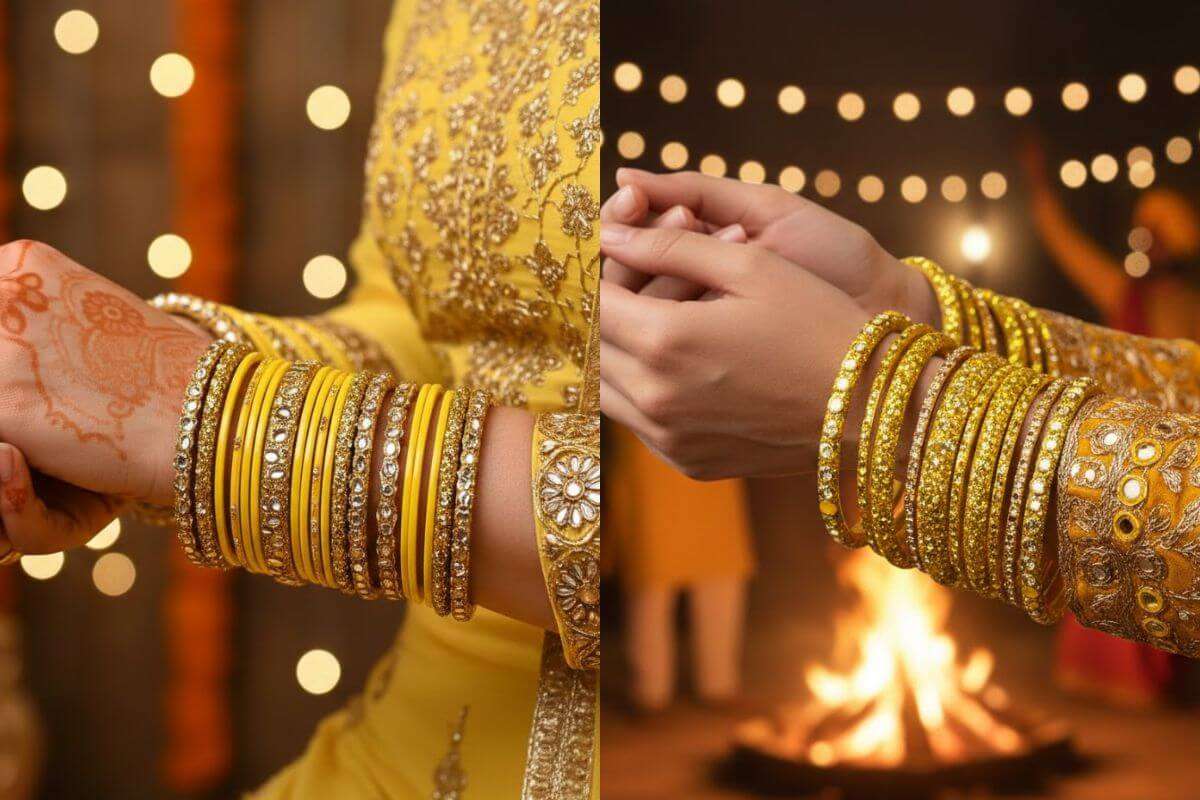 Bangles Design For Lohri: इन खूबसूरत चूड़ियों से हाथों की शोभा बढ़ाएं, लोहड़ी पर जरूर करें ट्राई ये डिजाइन 1 Yellow Bangles Design