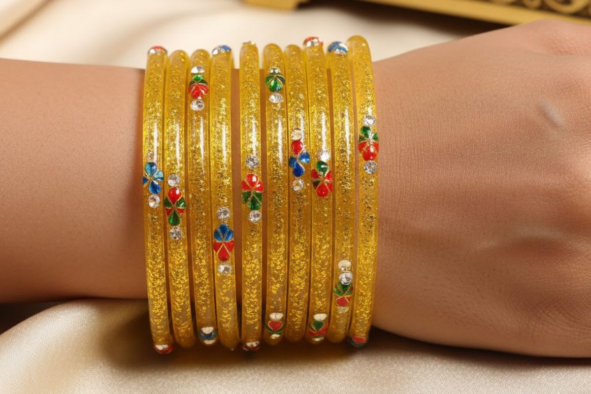Yellow Glass Bangles 