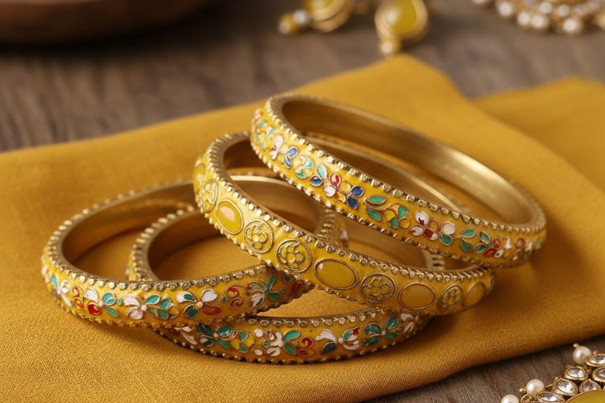 Yellow Meenakari Bangles