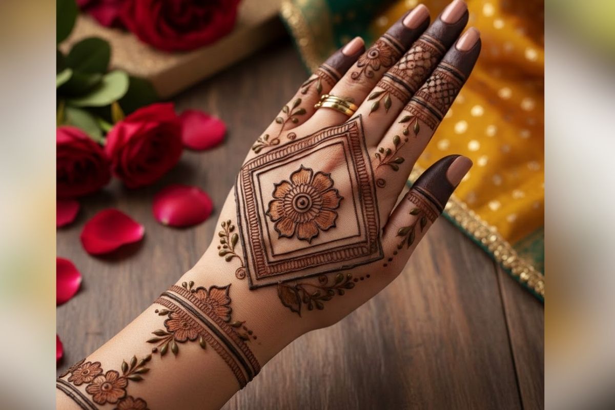 Floral Square Mehndi