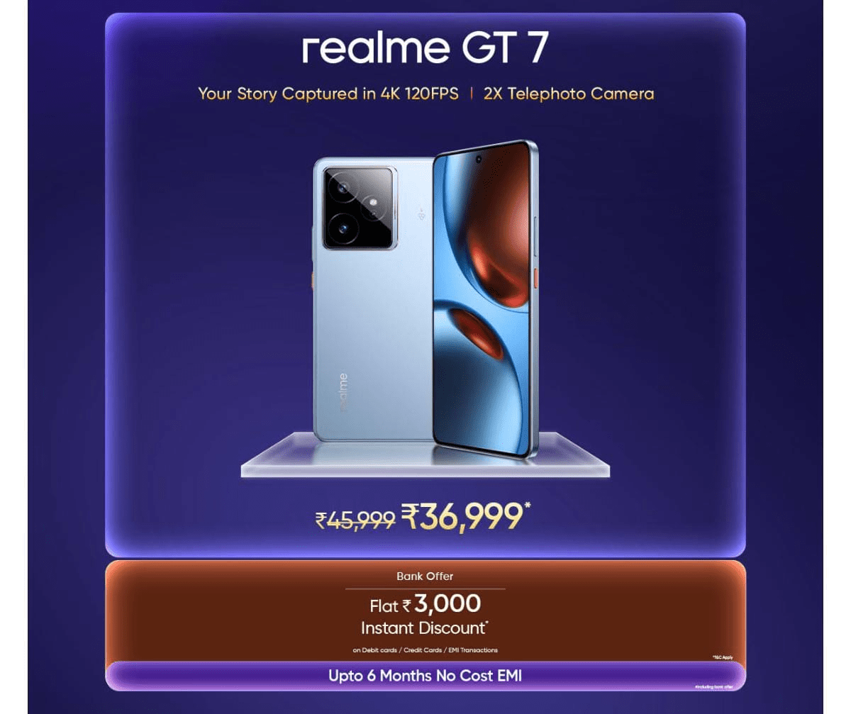 Realme के धाकड़ मॉडल्स की कीमत में हुई भारी कटौती, लॉन्च प्राइस से सस्ते में खरीदने का मिल रहा बढ़िया मौका 1 रियलमी जीटी 7 प्राइस