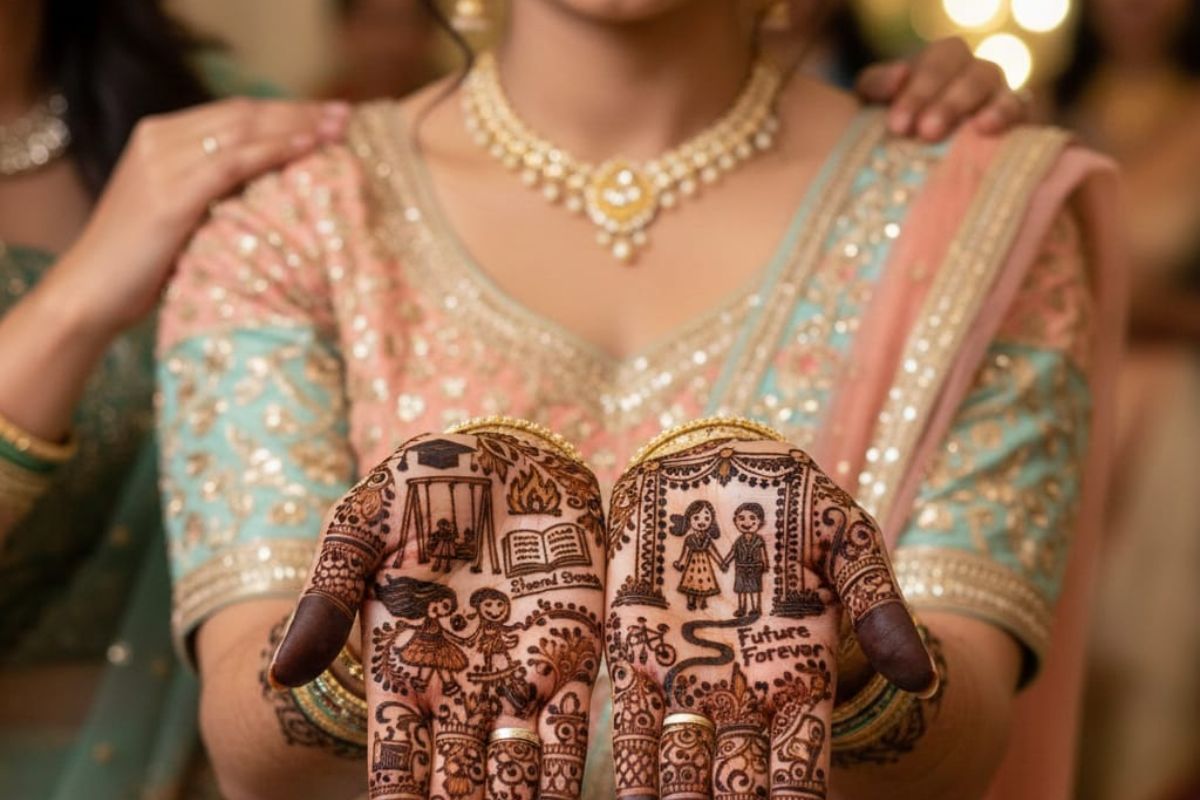 Sisters Bond Theme Mehndi Desigen