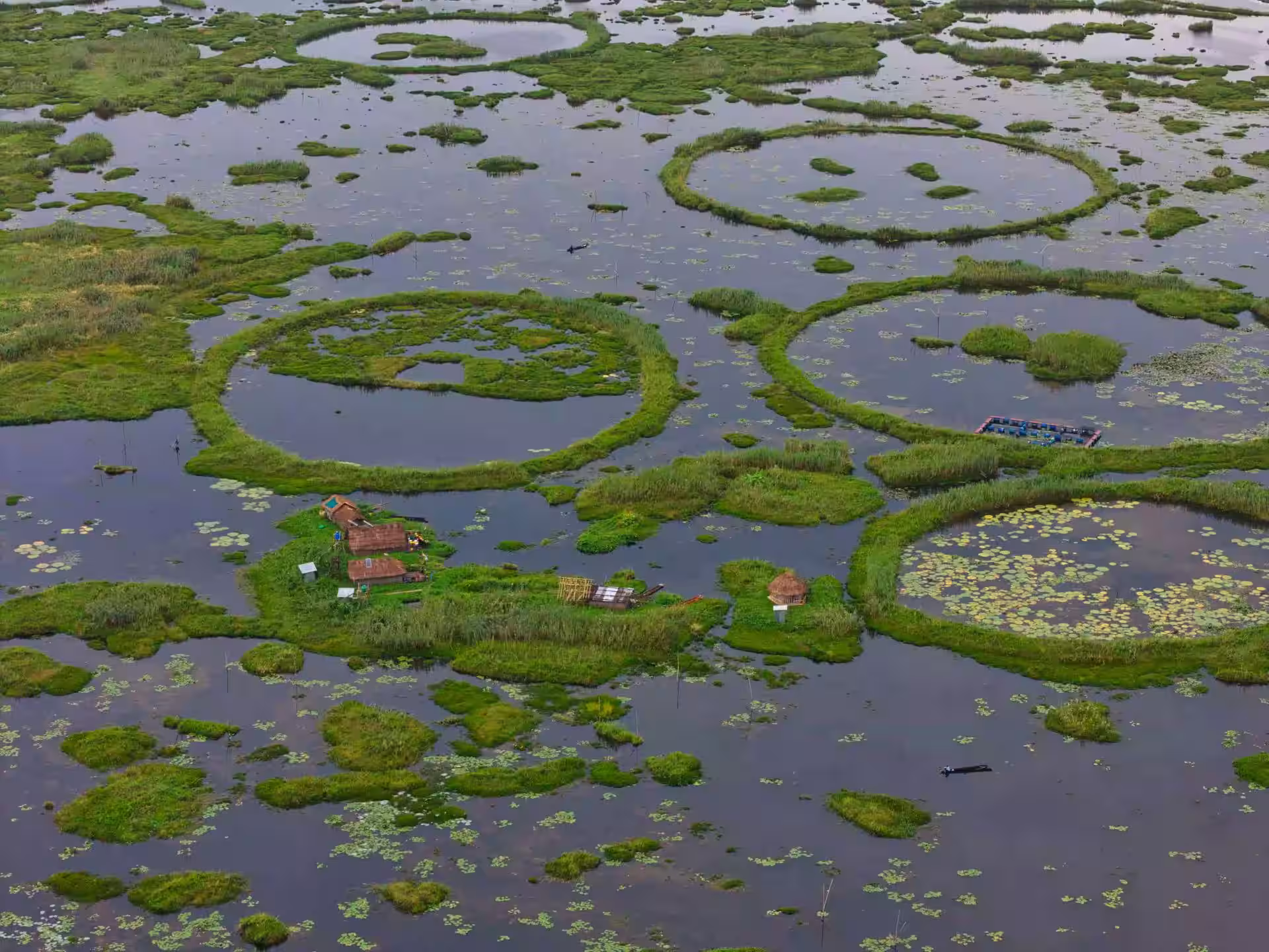 Loktak Lake with floating phumdis in Manipur