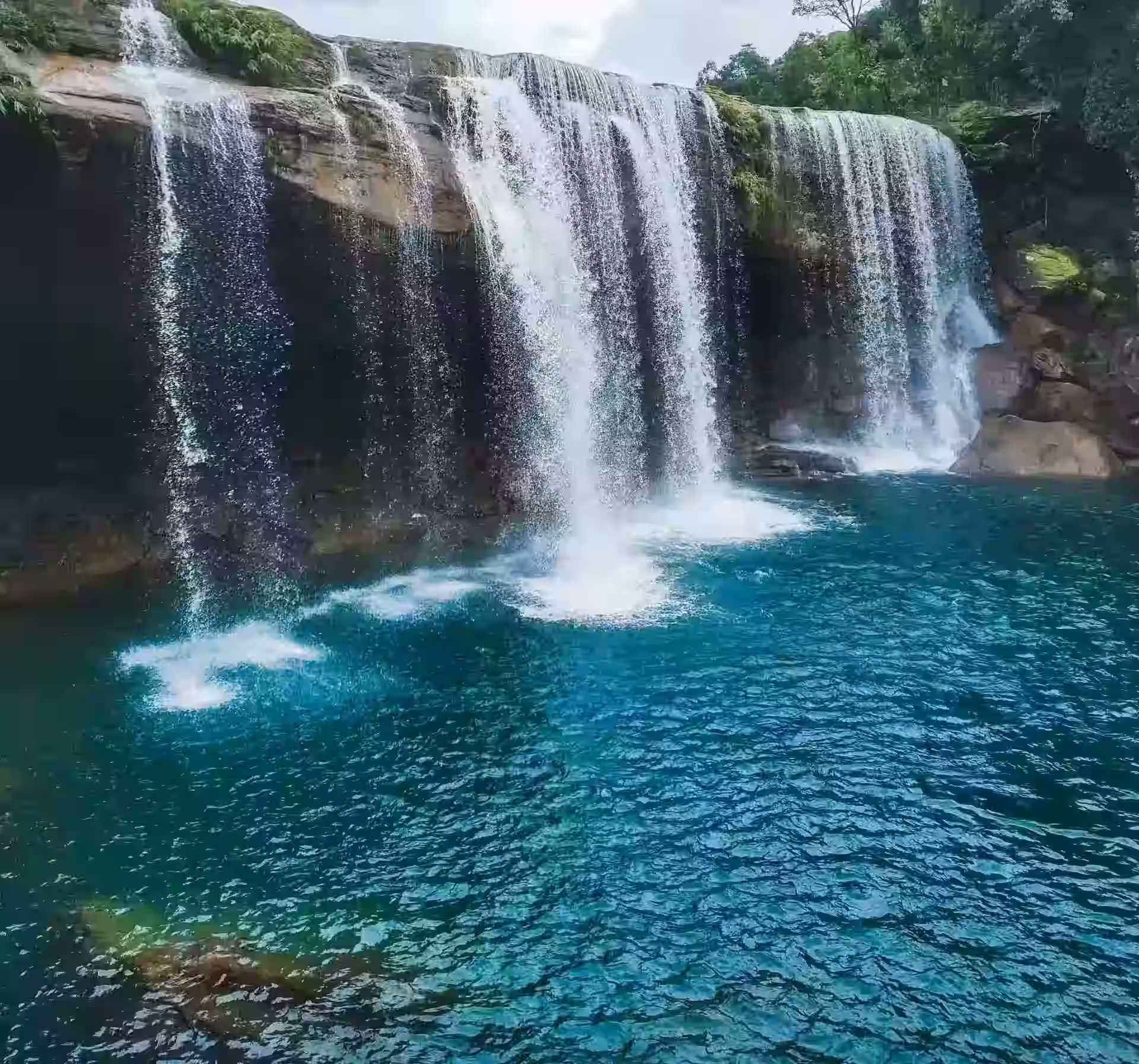 Waterfall and forest landscape in Meghalaya