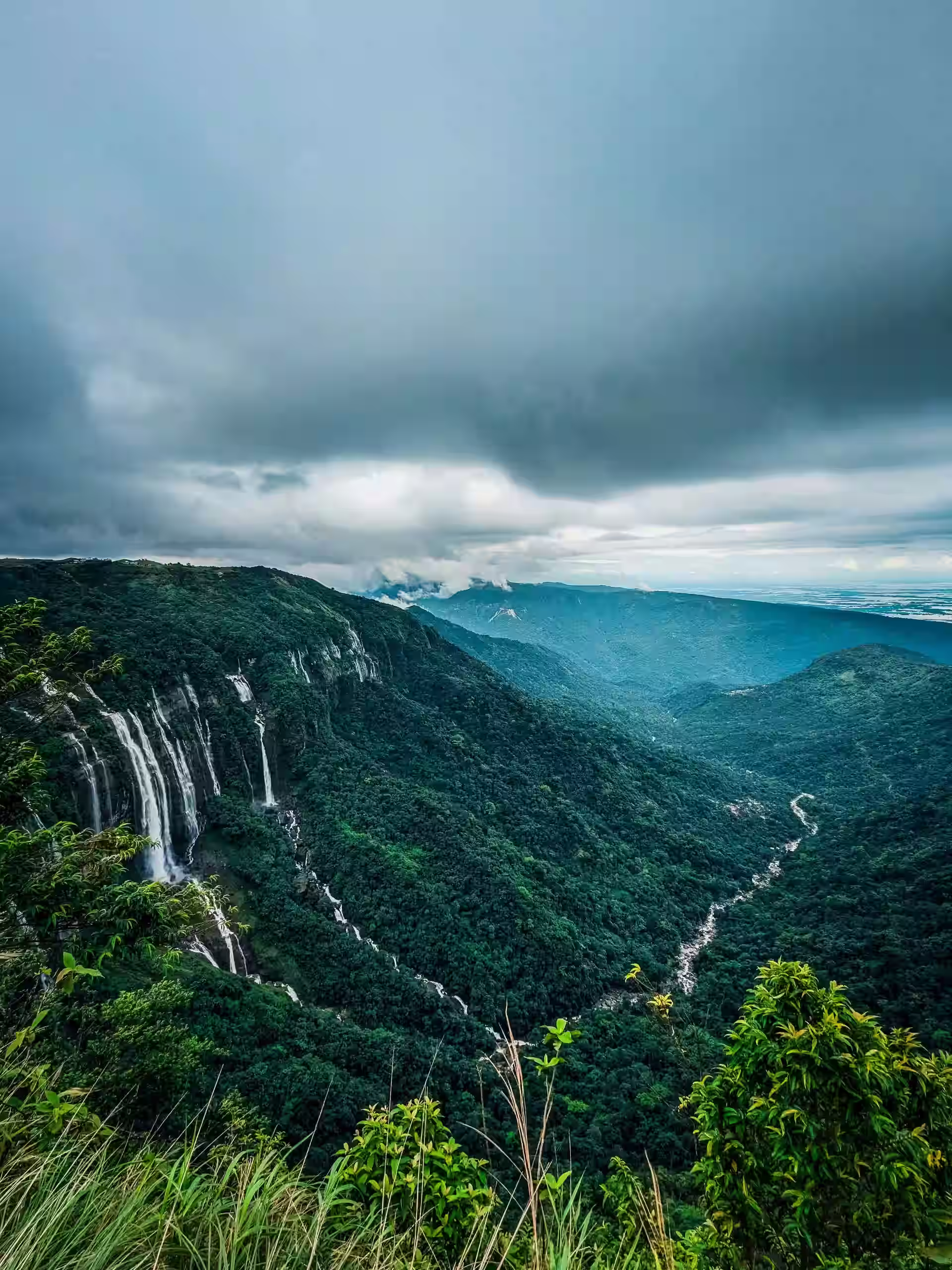 Lush green hills and clouds in Cherrapunji Meghalaya