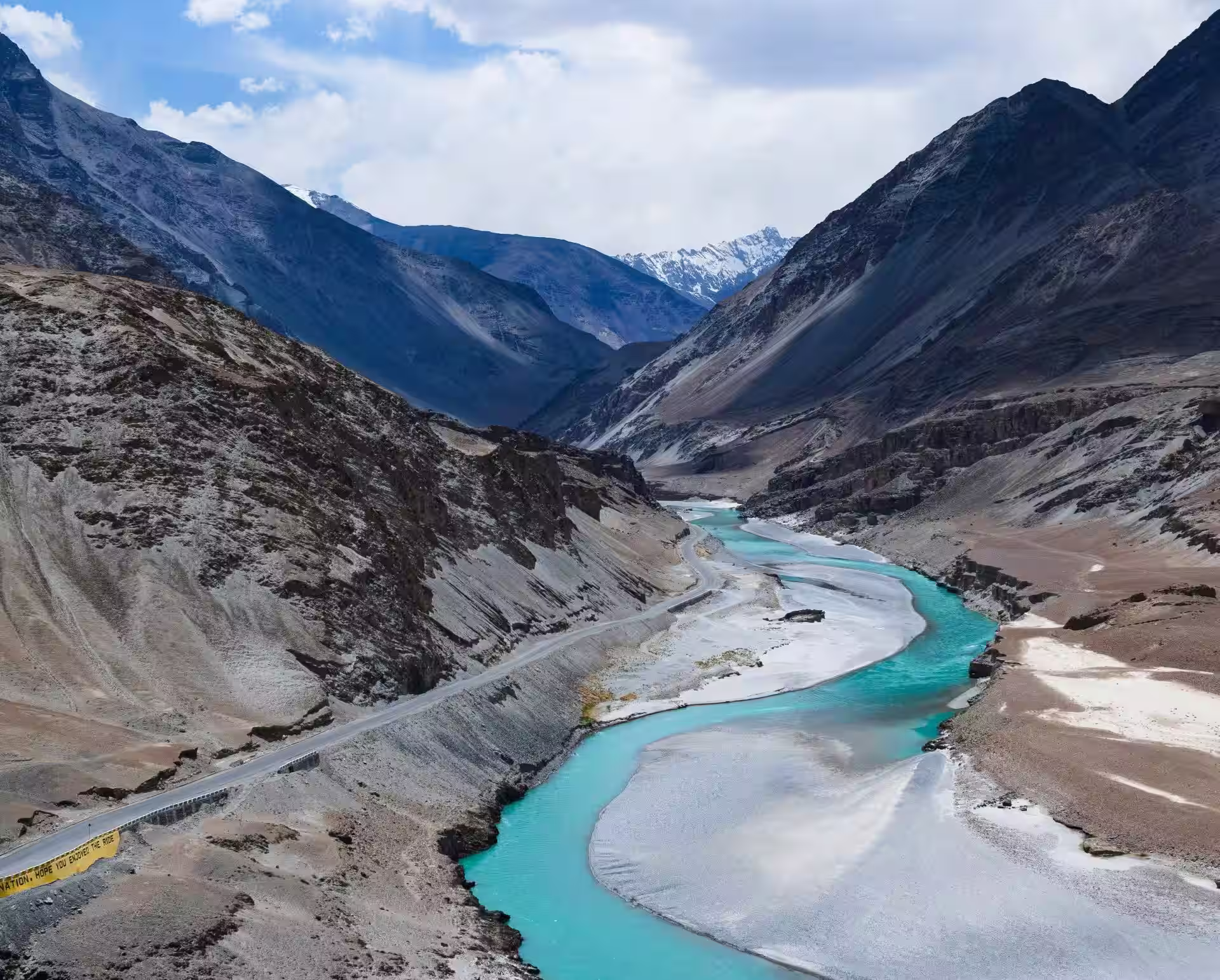 Ladakh mountain landscape with cold desert terrain and clear skies