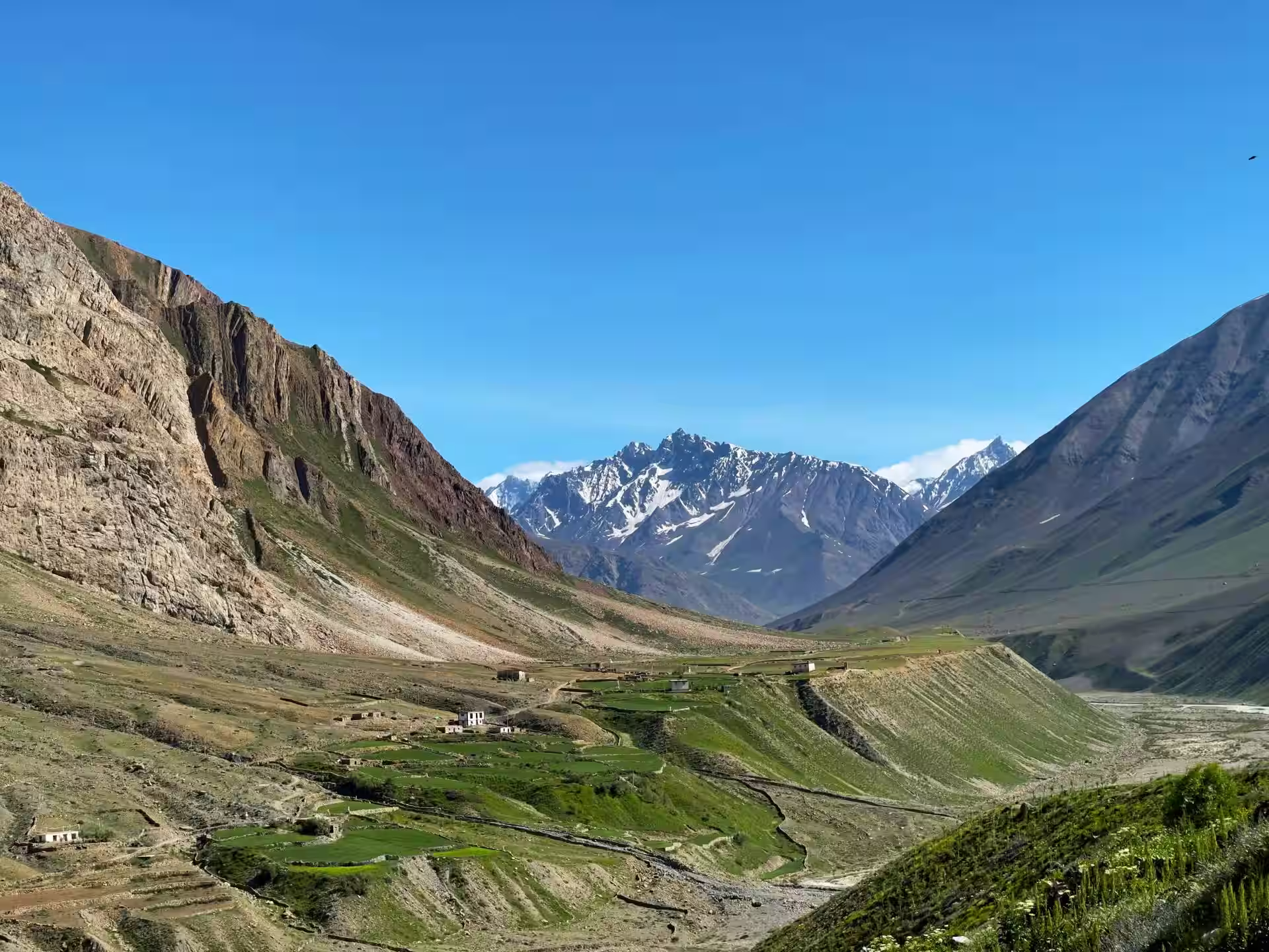 Spiti Valley in Himachal Pradesh with high altitude mountains