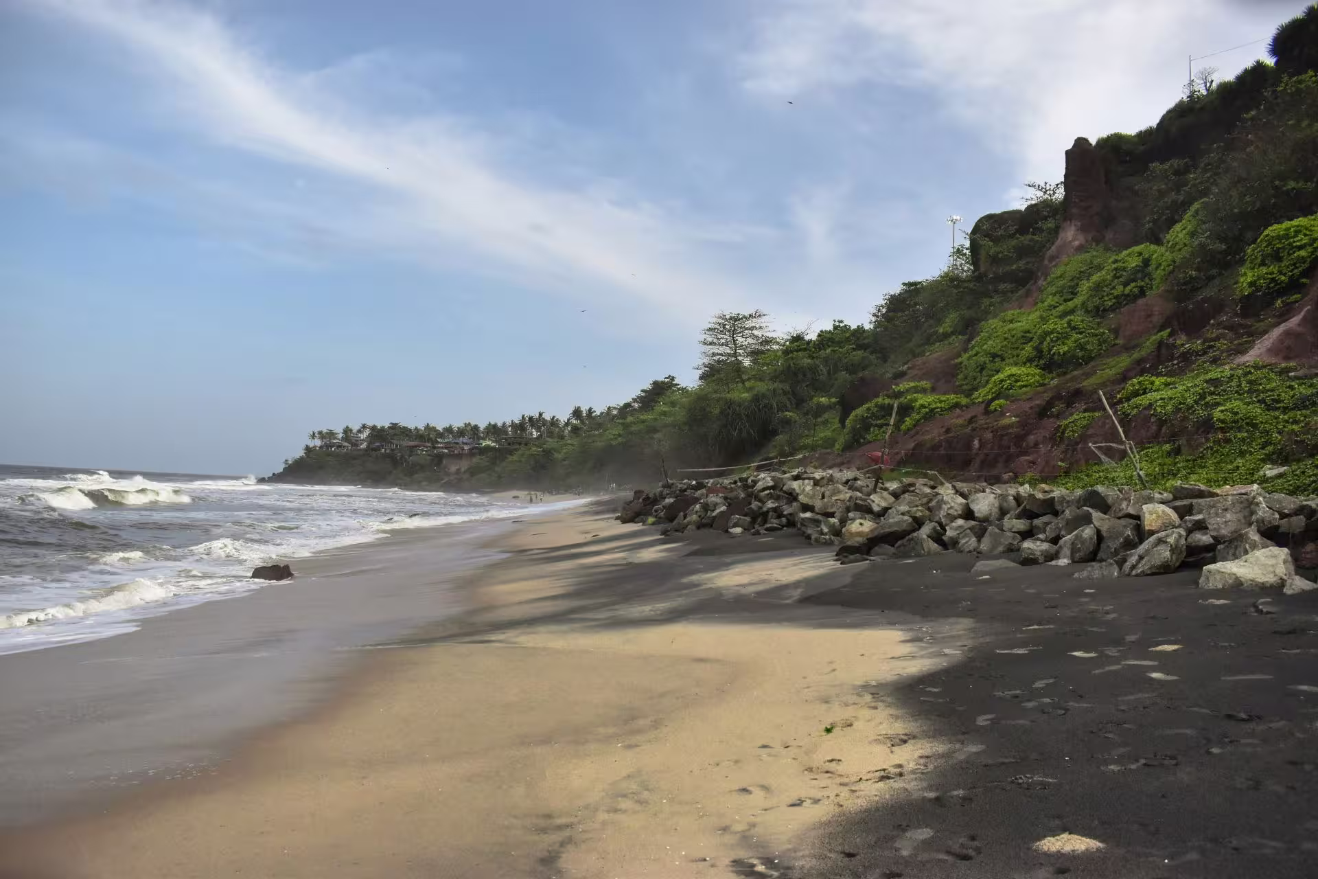 Cliff side Varkala Beach in Kerala