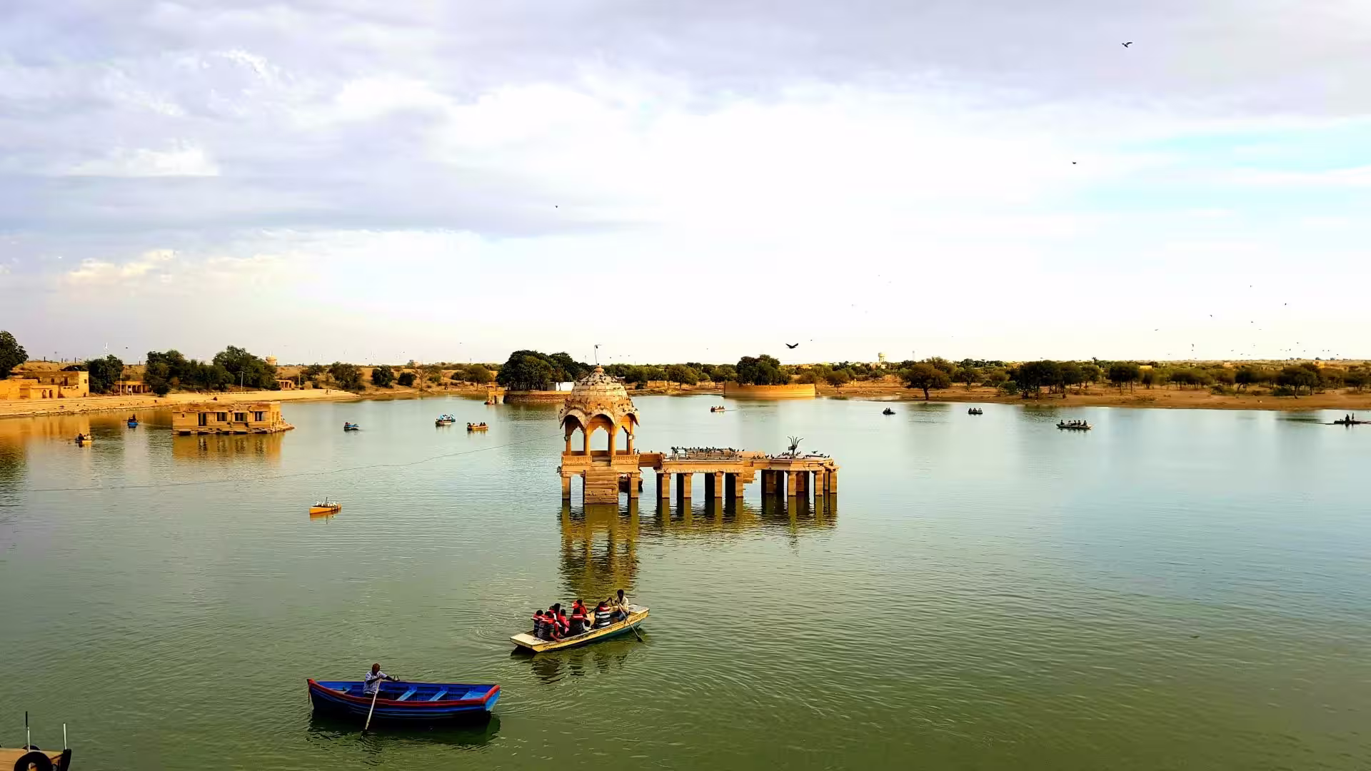 Gadisar Lake with temples in Jaisalmer