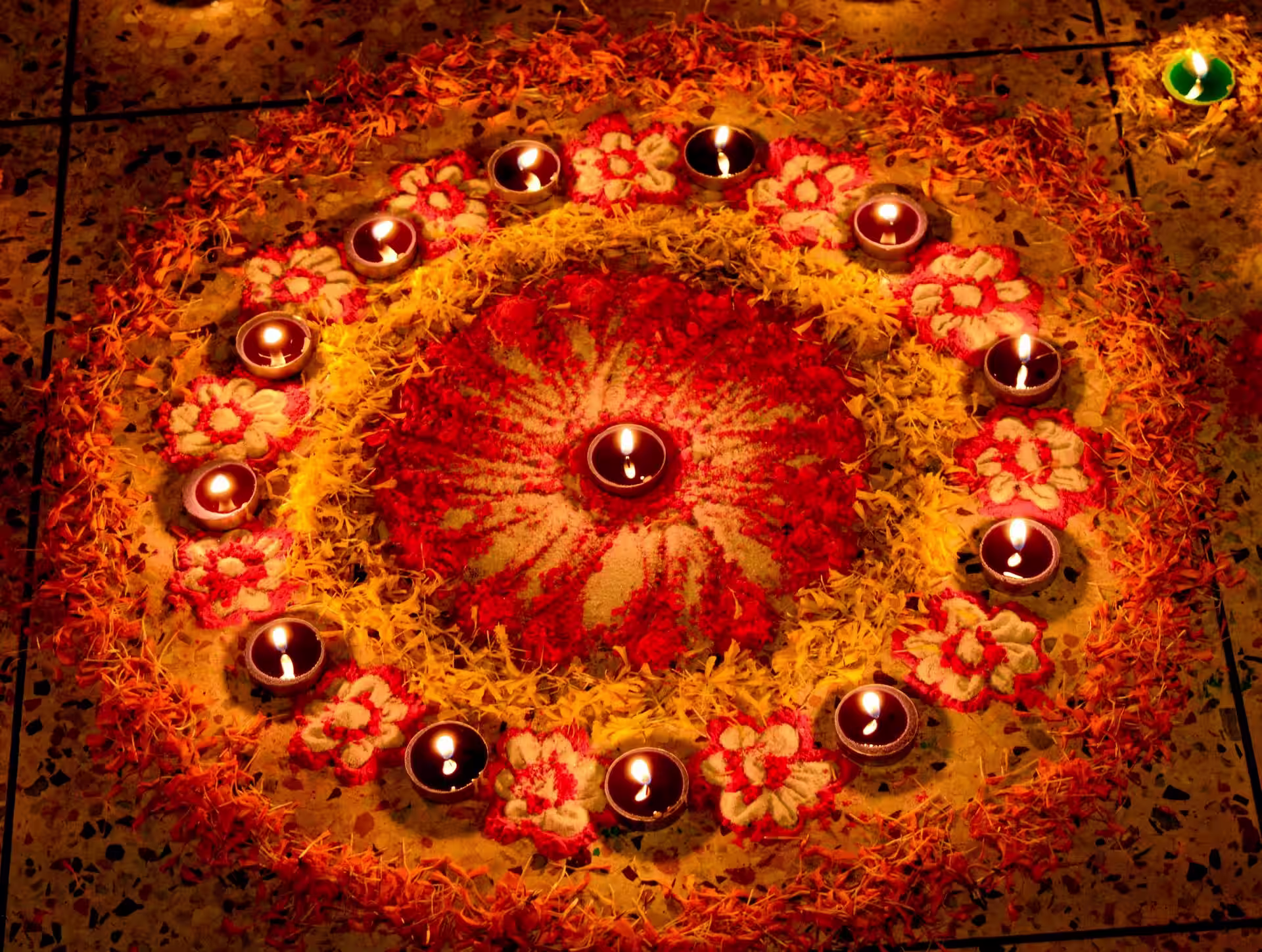 Diwali Festival of Lights India Diyas lit during Diwali celebration in India