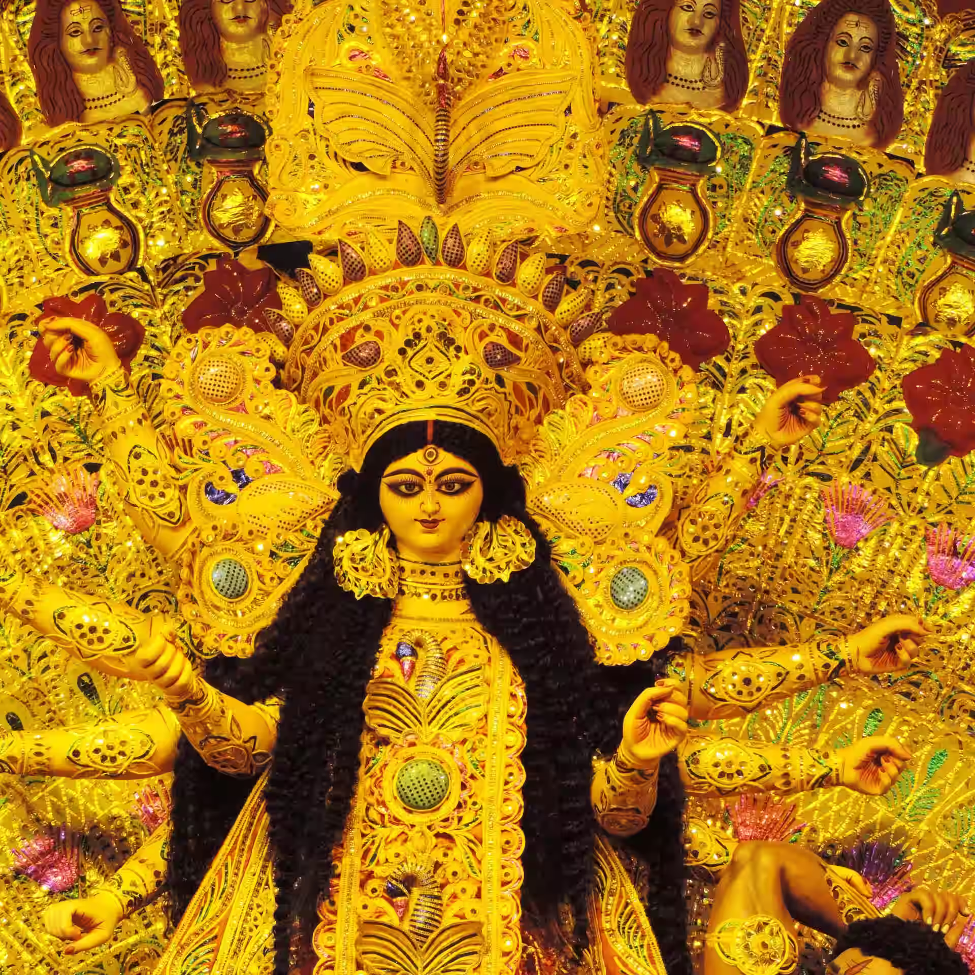 Goddess Durga Idol During Puja Decorated idol of Goddess Durga during festival