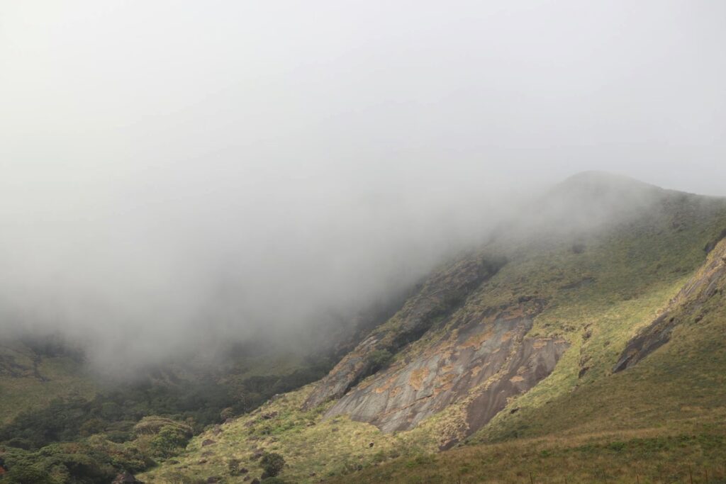 Fog covered hills at Top Station Munnar Kerala