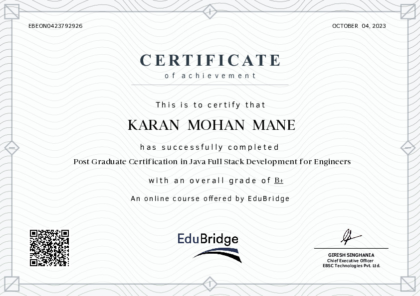 certificate details