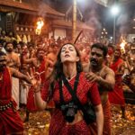 कोडुंगल्लूर भरणी उत्सव में तलवार लेकर नाचते कोमरम