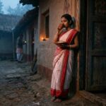 मकर संक्रांति की सुबह मिथिला में महिलायें चौखट से सटकर दही-चूड़ा खाते हुए - ओठंगन परंपरा