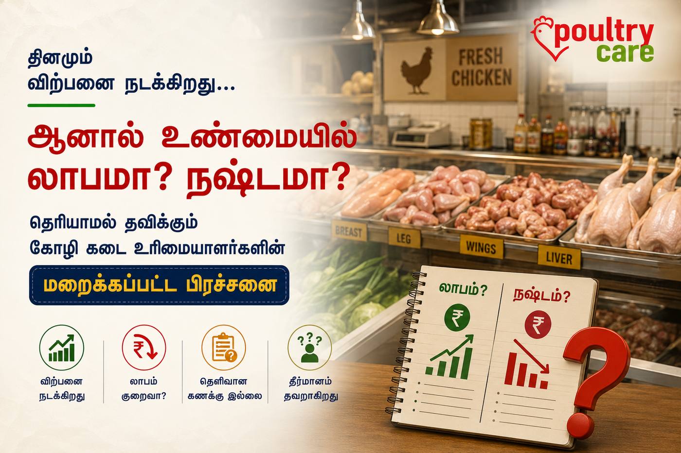 தினமும் விற்பனை நடக்கிறது... ஆனால் உண்மையில் லாபமா? நஷ்டமா? தெரியாமல் தவிக்கும் கோழி கடை உரிமையாளர்களின் மறைக்கப்பட்ட பிரச்சனை