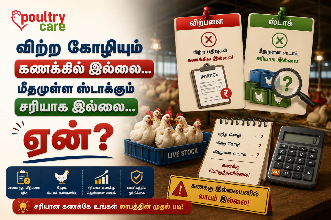 விற்ற கோழியும் கணக்கில் இல்லை... மீதமுள்ள ஸ்டாக்கும் சரியாக இல்லை... ஏன்?