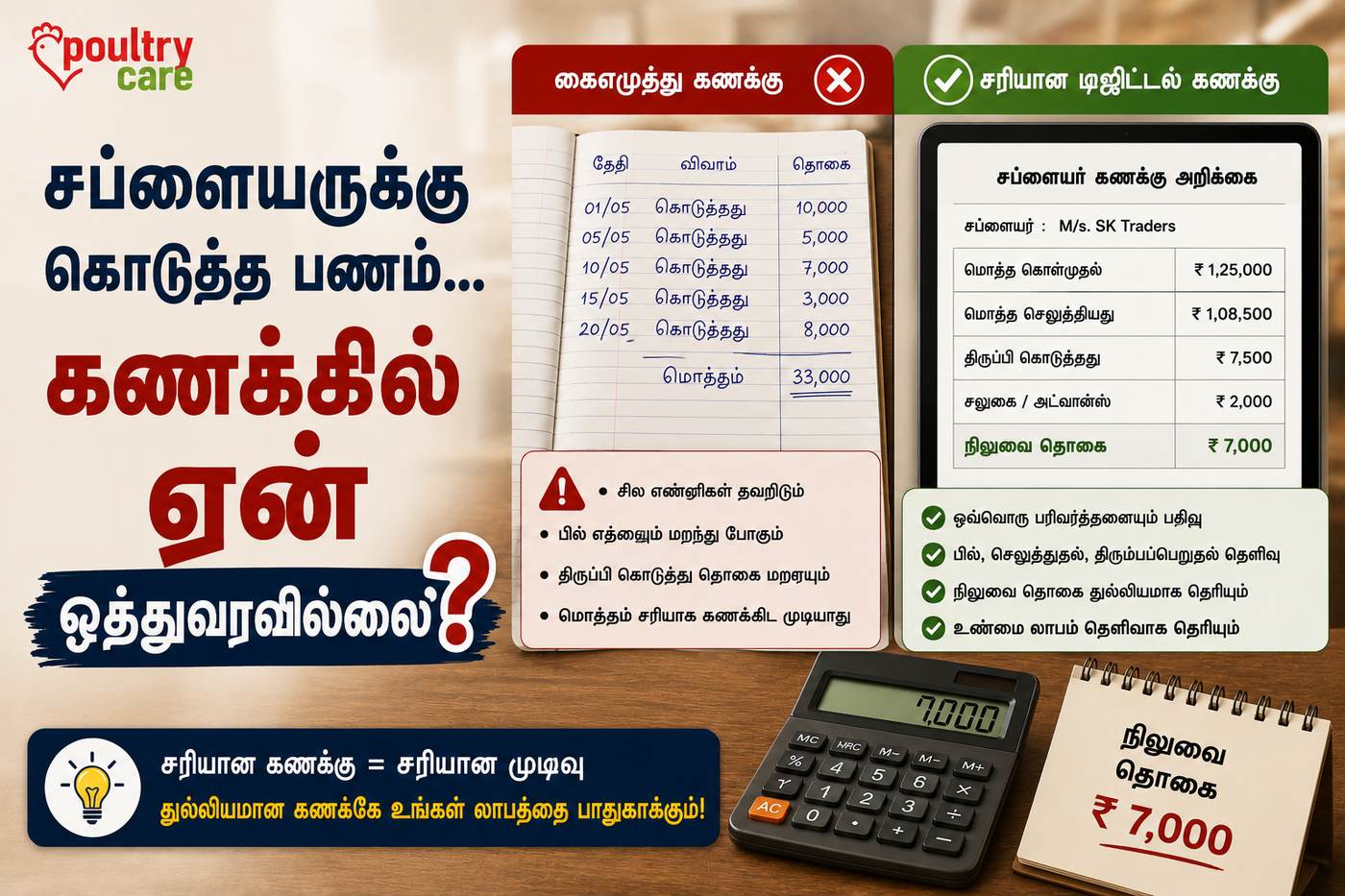 சப்ளையருக்கு கொடுத்த பணம்... கணக்கில் ஏன் ஒத்துவரவில்லை?