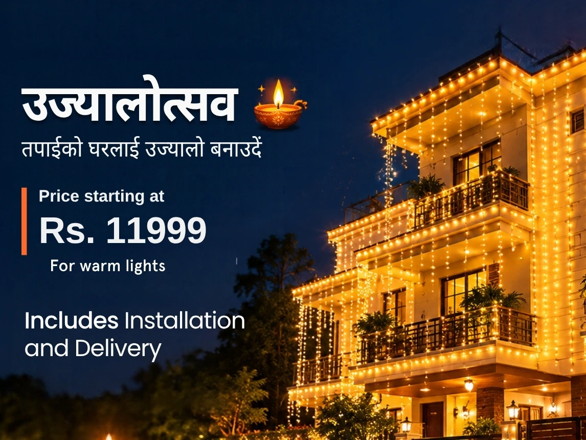 Warm Tihar Light Installation | Up To 3–4 Storeys