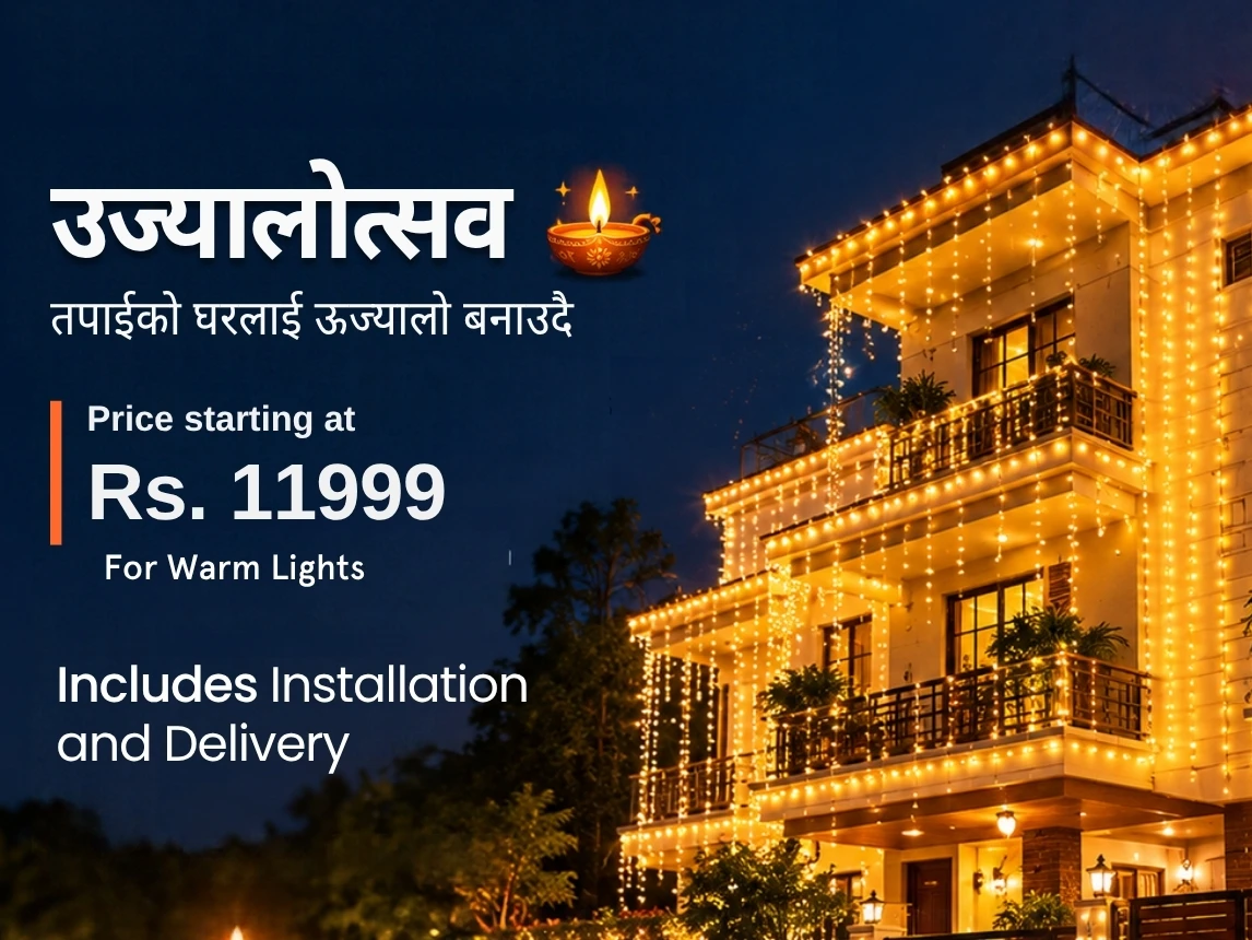 Warm Tihar Light Installation | Up To 3–4 Storeys