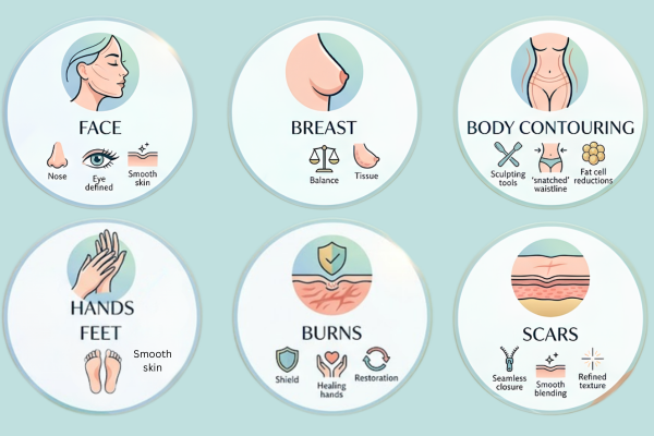 Areas for Plastic Surgery Treated by experienced plastic surgeons in Mumbai at Bombay Hospital