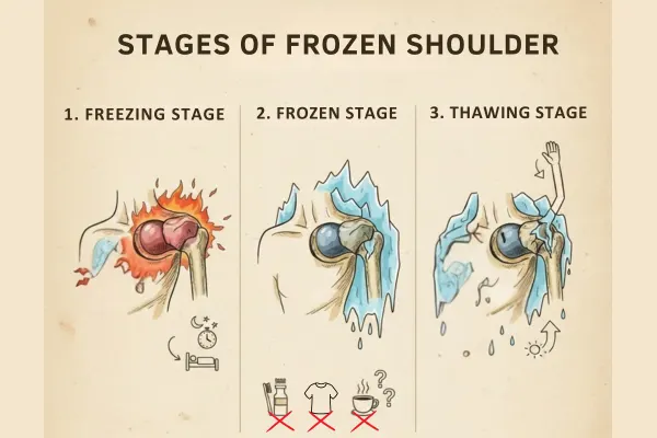 Stages of Frozen Shoulder developes which can be treated by Dr chintan Desai in mumbai.