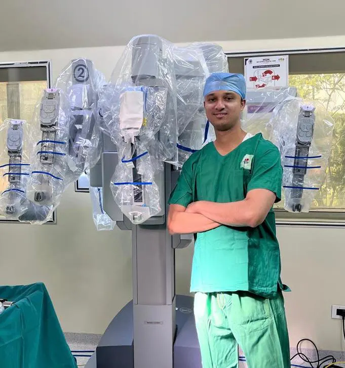 Dr. Shyam Mohan with Robotic Surgical System