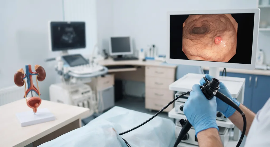 Cystoscopy procedure used to examine suspected bladder tumours