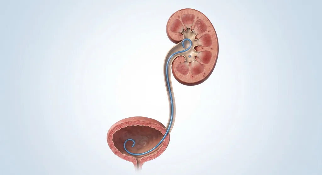 Double J ureteric stent placed between kidney and bladder
