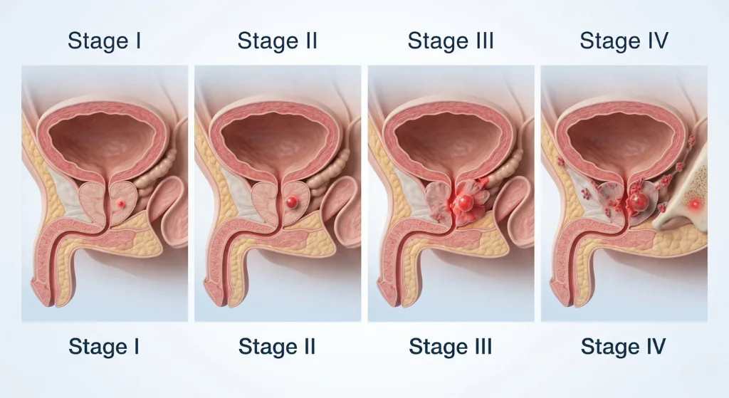 Illustration of localised and advanced prostate cancer