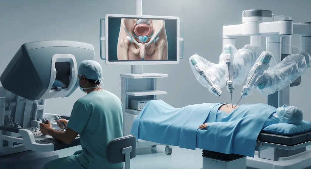 Robotic-assisted radical prostatectomy procedure for prostate cancer