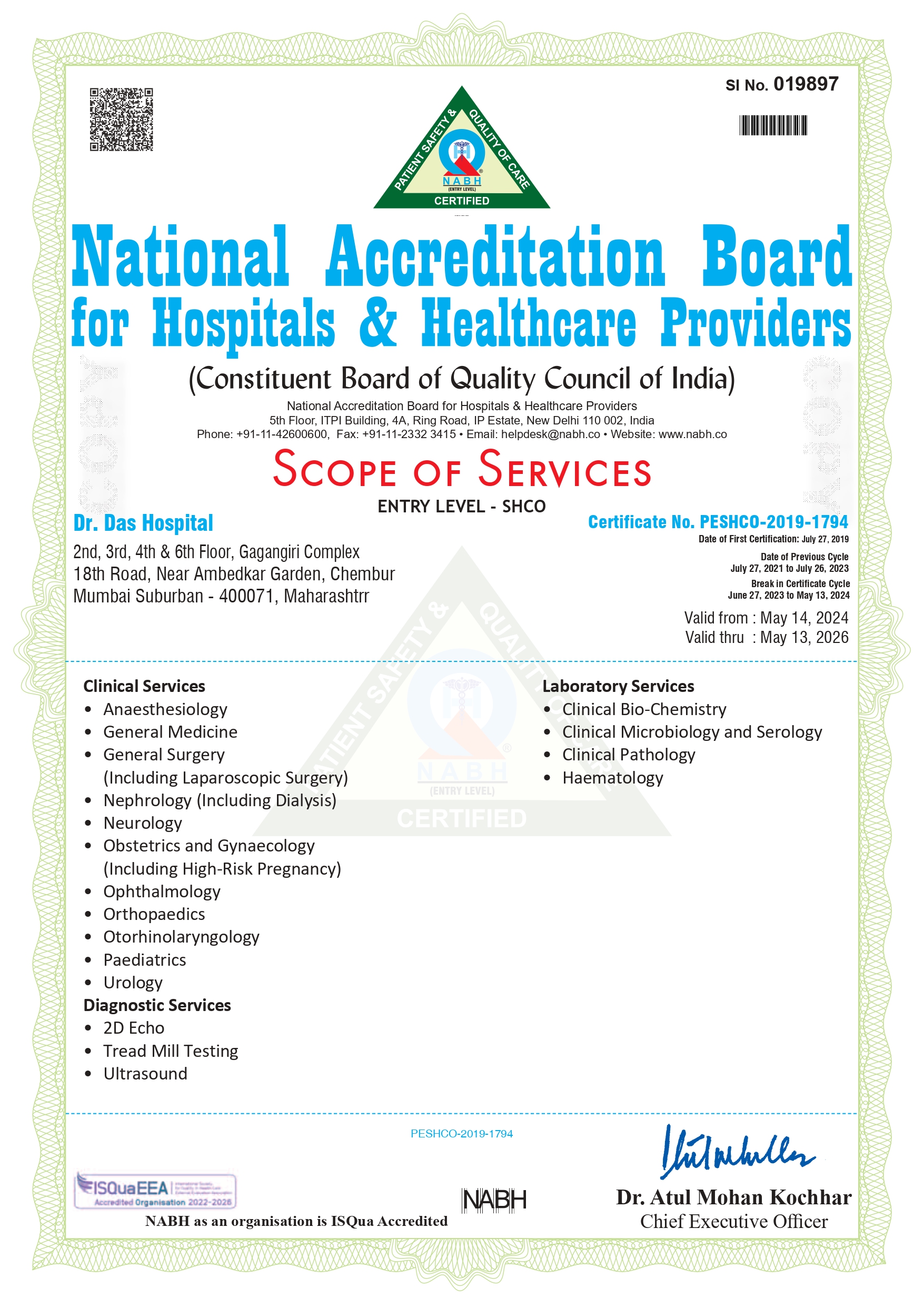 NABH Accreditation Certificate