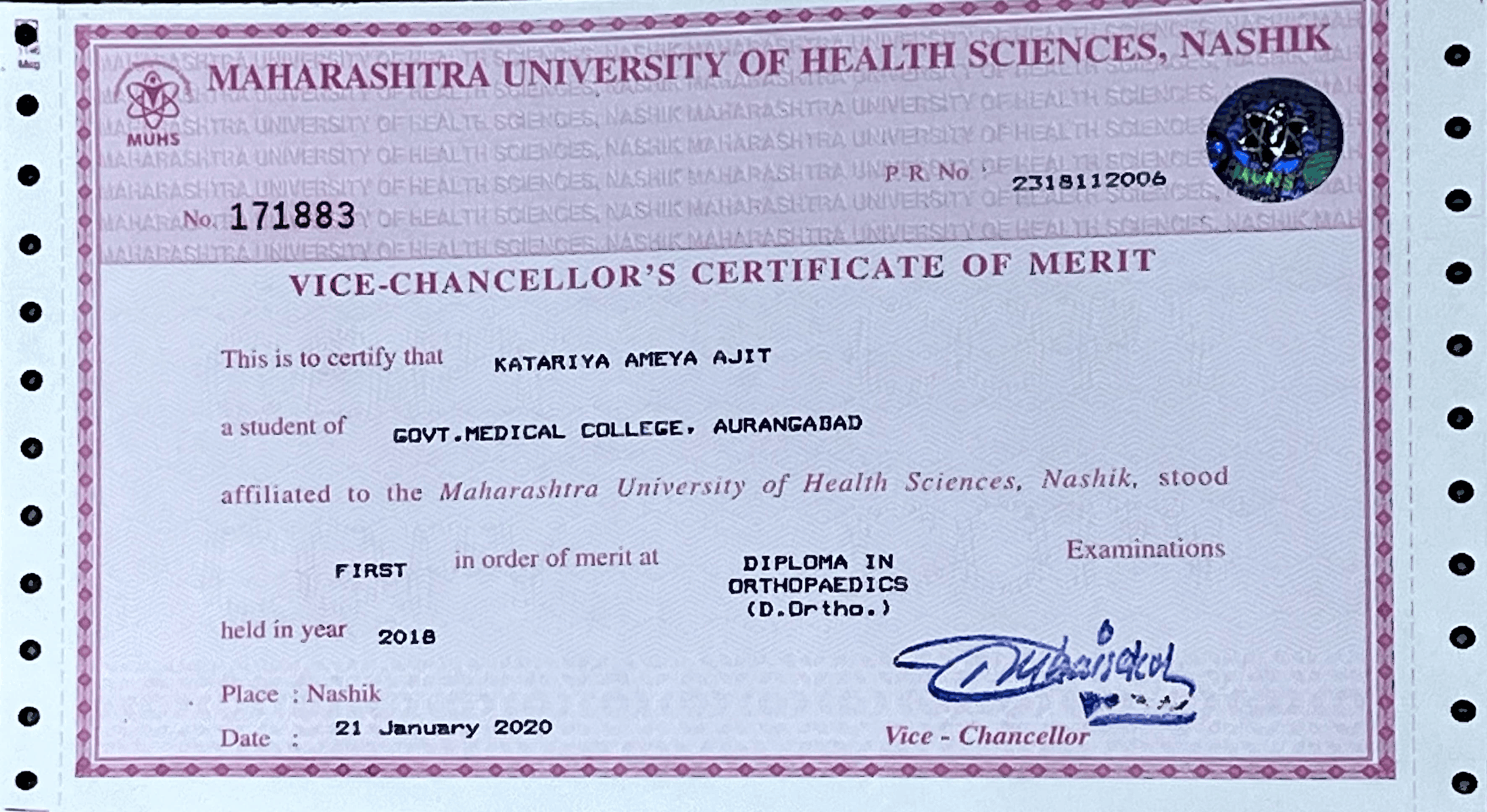D-ortho-gold-medal-certificate