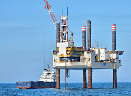 Jack-up barge platform for marine construction
