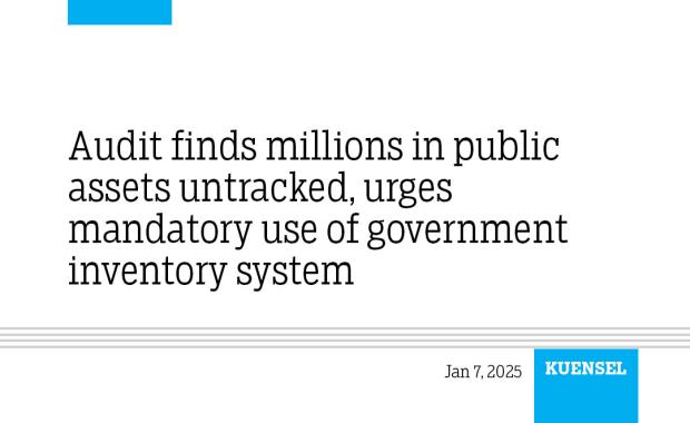 Audit finds millions in public assets untracked, urges mandatory use of government inventory system