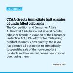 CCAA directs immediate halt on sales of underfilled oil brands
