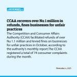 CCAA recovers over Nu 1 million in refunds, fines businesses for unfair practices