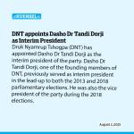 DNT appoints Dasho Dr Tandi Dorji as Interim President