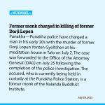 Former monk charged in killing of former Dorji Lopen