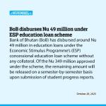 BoB disburses Nu 49 million under ESP education loan scheme