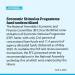 Economic Stimulus Programme fund underutilised