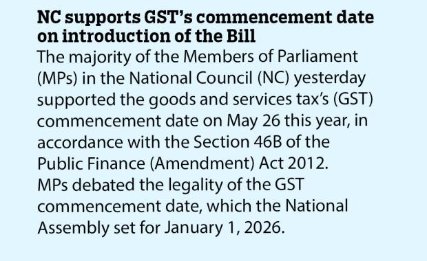 NC supports GST’s commencement date on introduction of the Bill