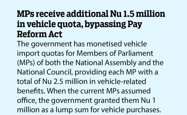MPs receive additional Nu 1.5 million in vehicle quota, bypassing Pay Reform Act